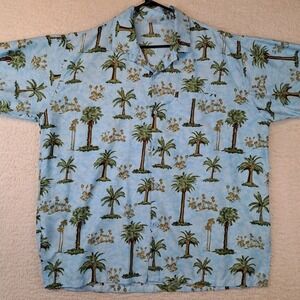 Men's Rima Hawaiian Shirt XL Tropical Palm Trees Short Sleeve Button Up